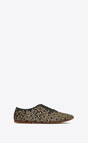 SAINT LAURENT Classic Shoes Man RIVE GAUCHE studded brogues in black leather a_V4